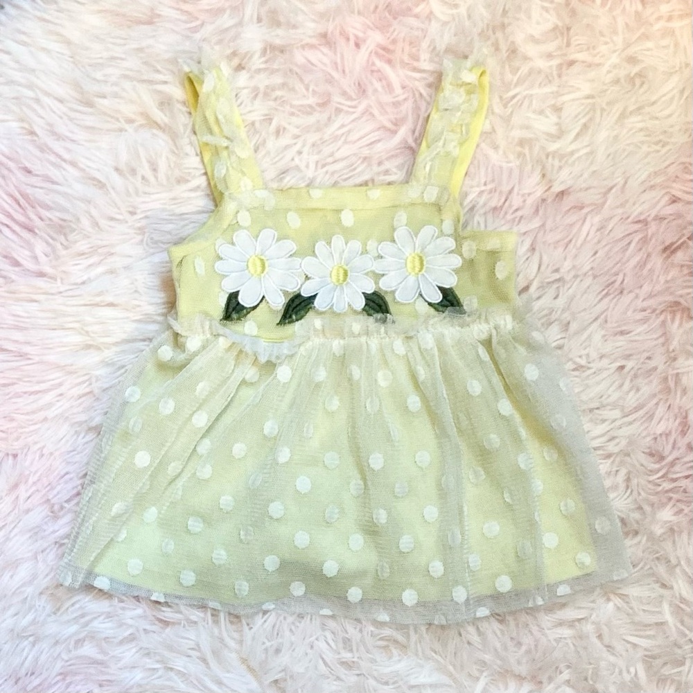 12M Little Lass Yellow Flower Polka Dot Dress | Girls